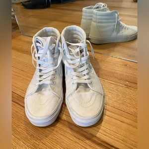 All White High Top Vans